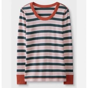 Hanna Andersson Women Pajama Top Long Sleeve Juniper/ Petal Pink Size XS